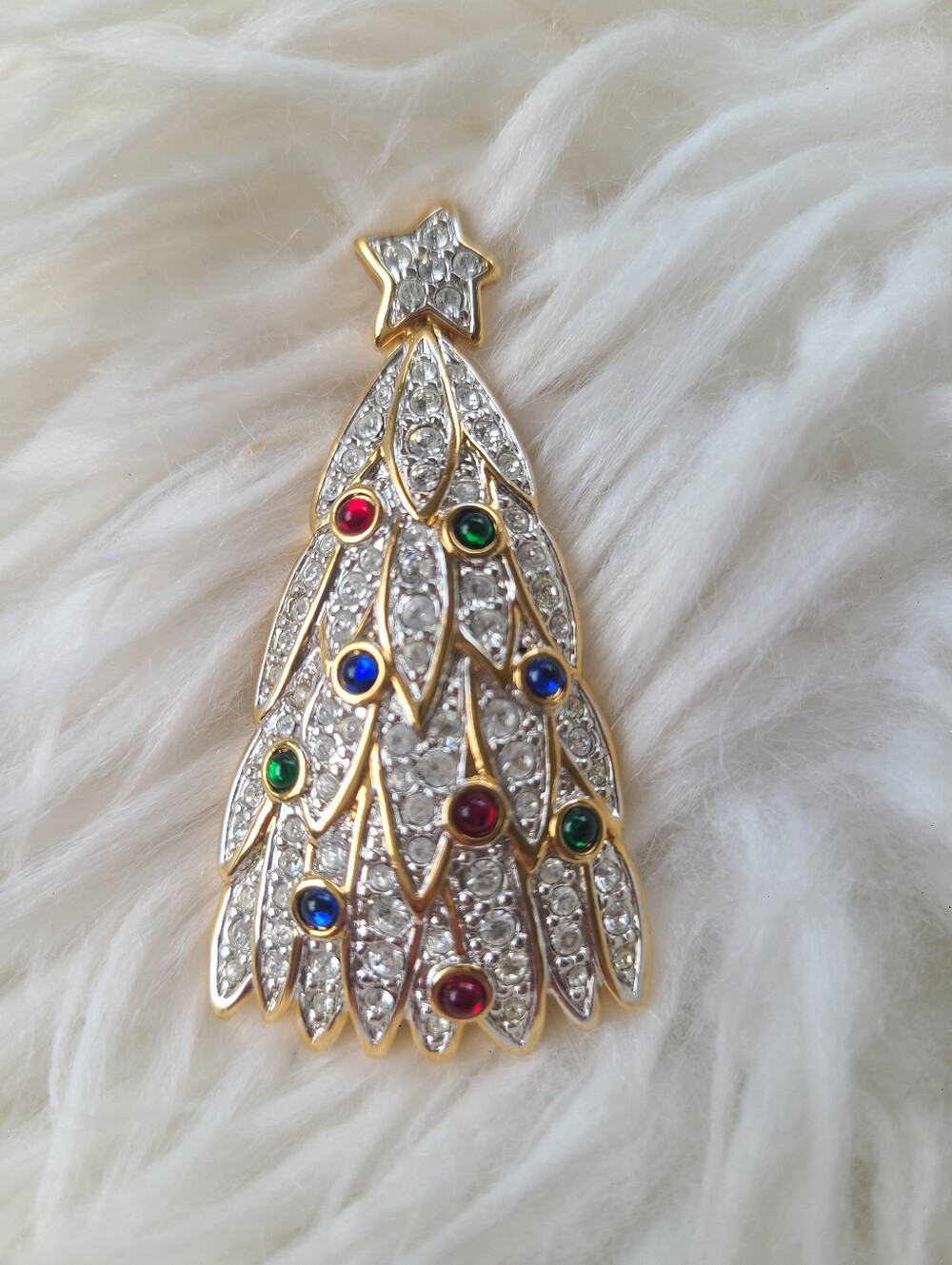 Swarovski Gold-Tone Crystal Christmas Tree Brooch- Excellent Condition